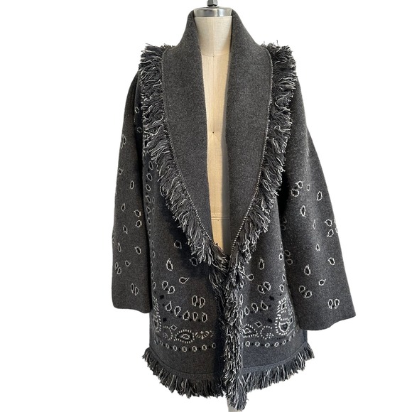 Alanui Bandana Jacquard Icon Cardigan Dark Grey M/L - Picture 2 of 10